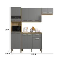 Armário De Cozinha Completa Mdf 12 Portas Com Balcão Versalhes Plus Freijó Gris - 6