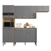 Armário De Cozinha Completa Mdf 12 Portas Com Balcão Versalhes Plus Freijó Gris - 9