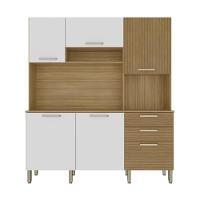 Armário De Cozinha Compacta Mdf 6 Portas Ferrara Plus Freijó Supremo Com Ripado - 9