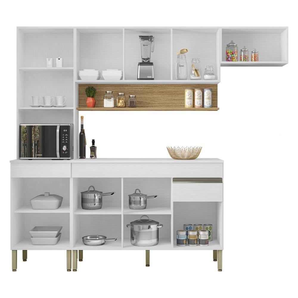 Armário De Cozinha Completa 150 Com Balcão Com Tampo 9 Portas Line Freijó Supremo - 8