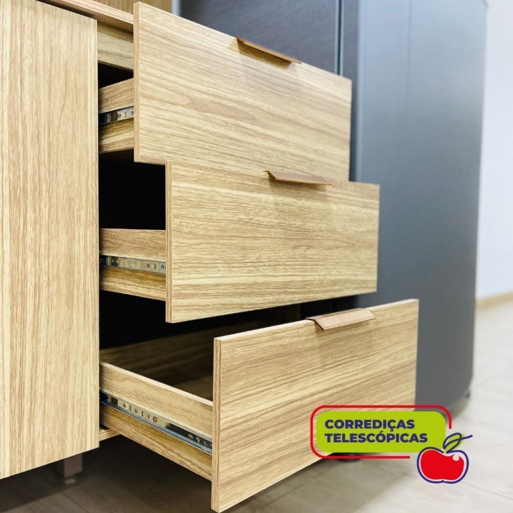 Armário De Cozinha Completa Com Balcão Para Pia 10 Portas Glam Freijó Vanilla Com Ripado - 4