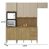 Armário De Cozinha Completa Com Balcão Para Pia 10 Portas Glam Freijó Vanilla Com Ripado - 3