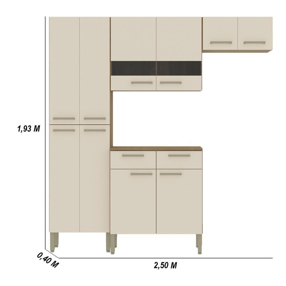 Armário De Cozinha Completa Mdf 12 Portas Com Balcão Versalhes Plus Freijó Soft - 2
