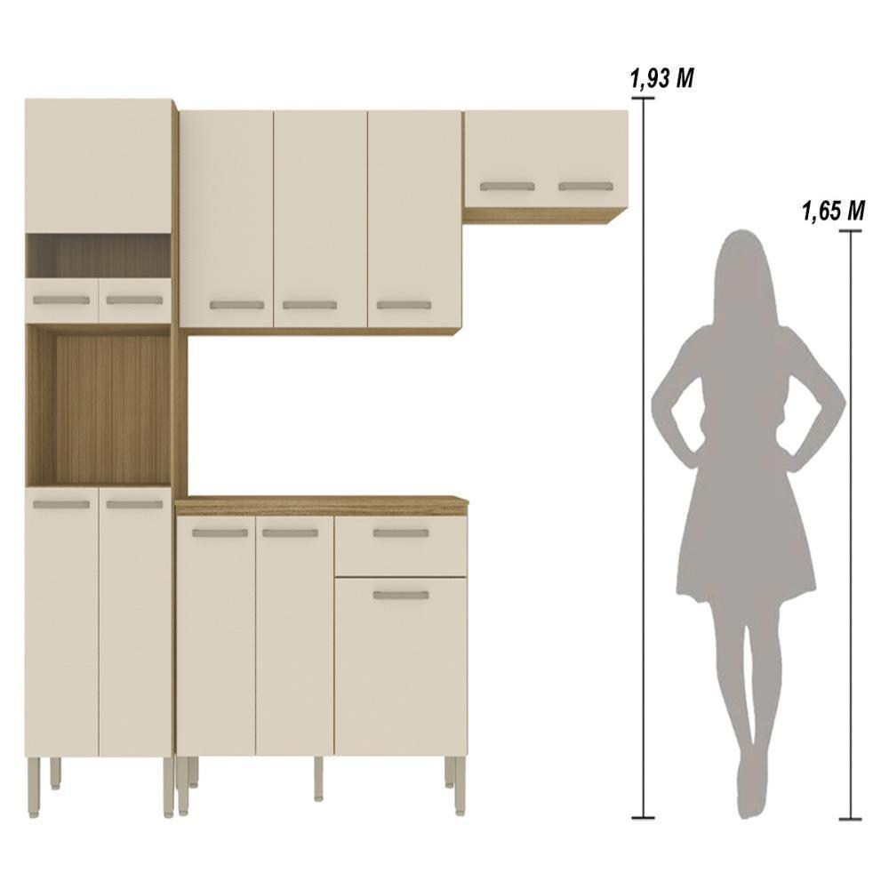 Armário De Cozinha Completa Mdf 12 Portas Com Balcão Versalhes Plus Freijó Soft - 4