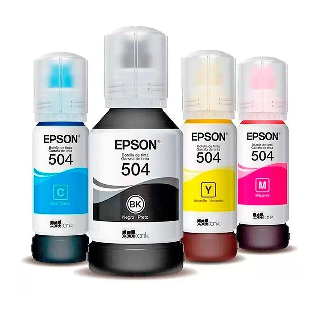 Kit 4 Cores Tinta 504 T504 Epson Original Para L4150 L4160 L4260 L6161 L6191 L6270 - 1