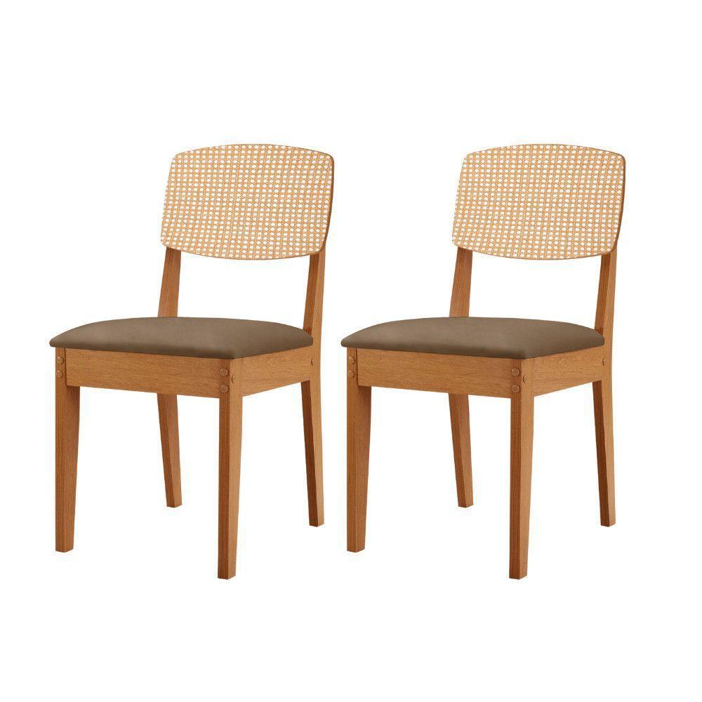 Conjunto Com 2 Cadeiras MDF Copper Premium Veludo Capuccino/Naturalle - 1