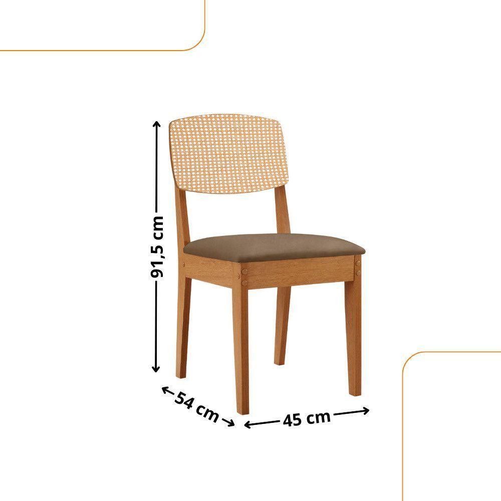 Conjunto Com 2 Cadeiras MDF Copper Premium Veludo Capuccino/Naturalle - 2