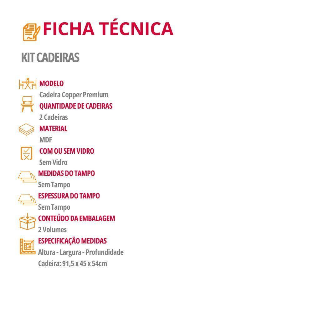 Conjunto Com 2 Cadeiras MDF Copper Premium Veludo Capuccino/Naturalle - 4