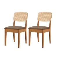 Conjunto Com 2 Cadeiras MDF Copper Premium Veludo Capuccino/Naturalle - 1