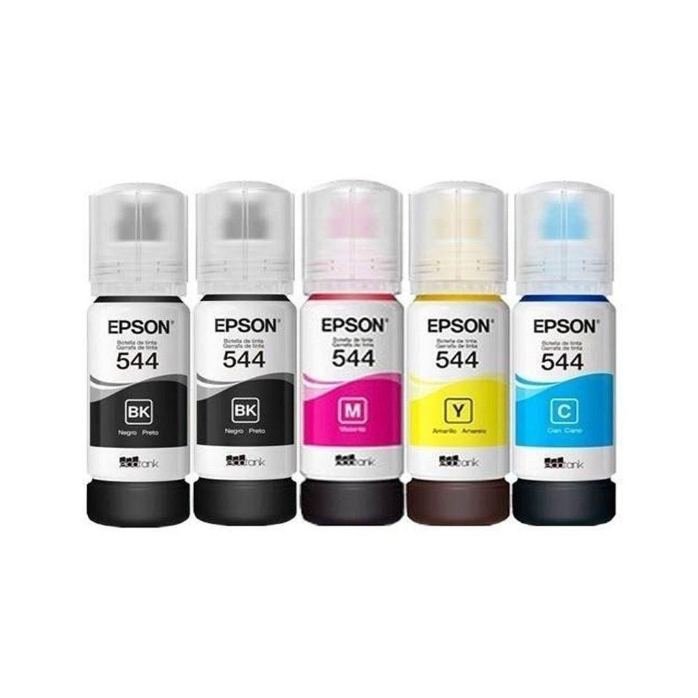 Kit 5 Tintas Epson 544 T544 Original 2 Preto , 1 Ciano , 1 Amarelo , 1 Magenta L-3110 L-3150 L-3250 - Refill - 1