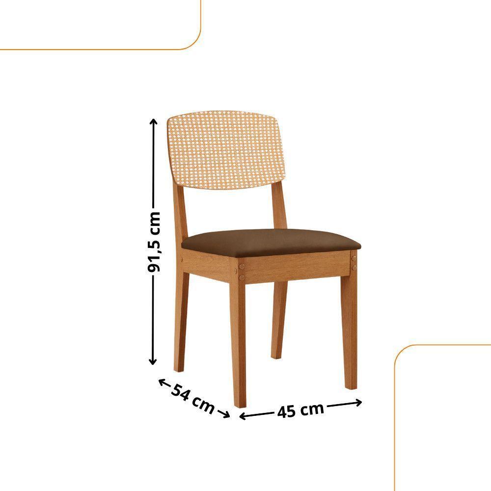 Conjunto Com 2 Cadeiras MDF Copper Premium Veludo Marrom/Naturalle - 2