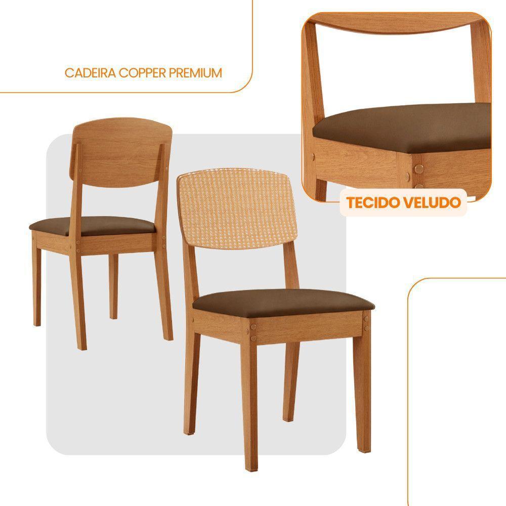 Conjunto Com 2 Cadeiras MDF Copper Premium Veludo Marrom/Naturalle - 3