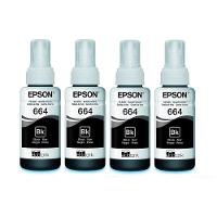 Kit 4 Tintas T664 664 Preto Original Epson T664 L395 L380 L375 L220 L455 - Refil - 1