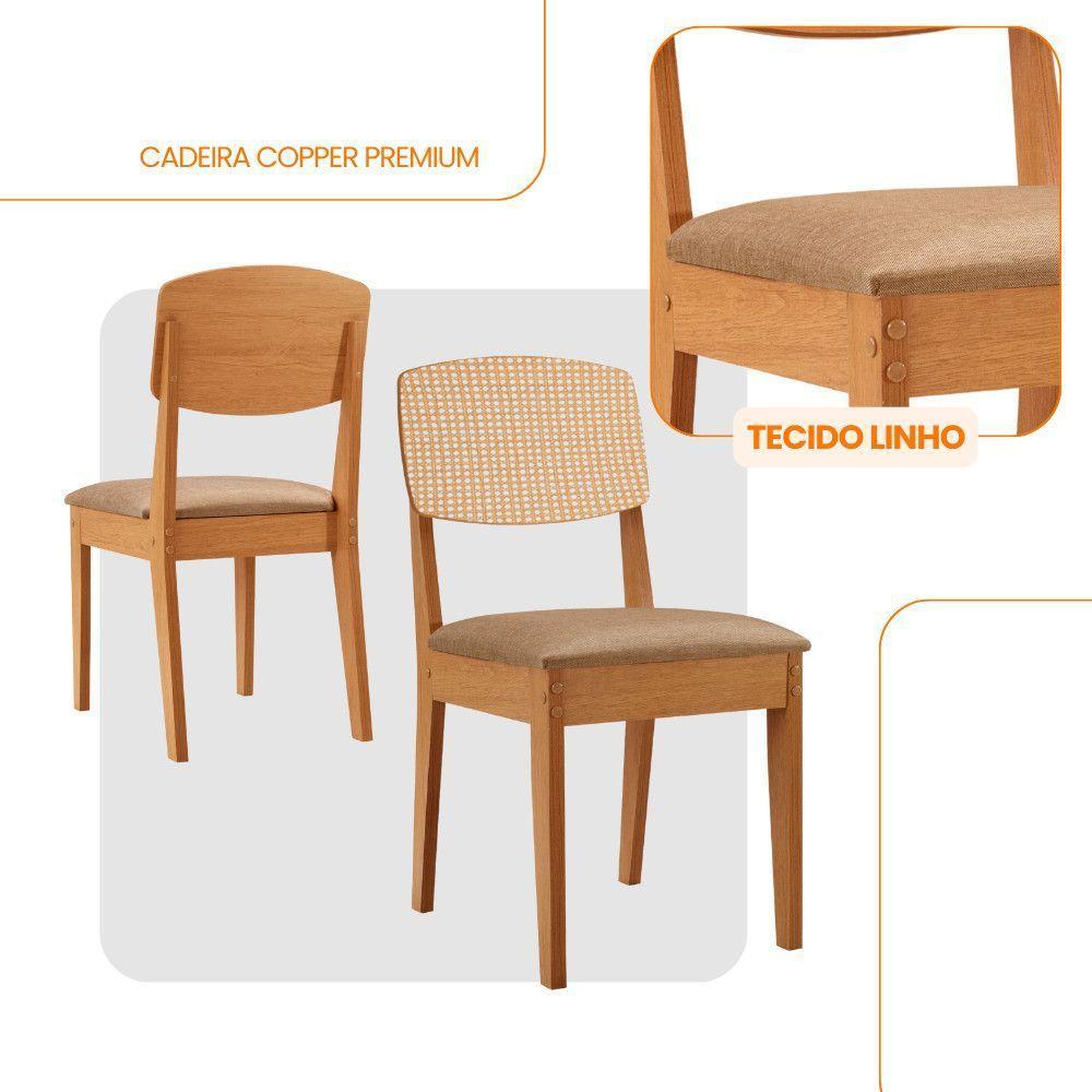 Conjunto Com 2 Cadeiras MDF Copper Premium Turim 07/Naturale - 3