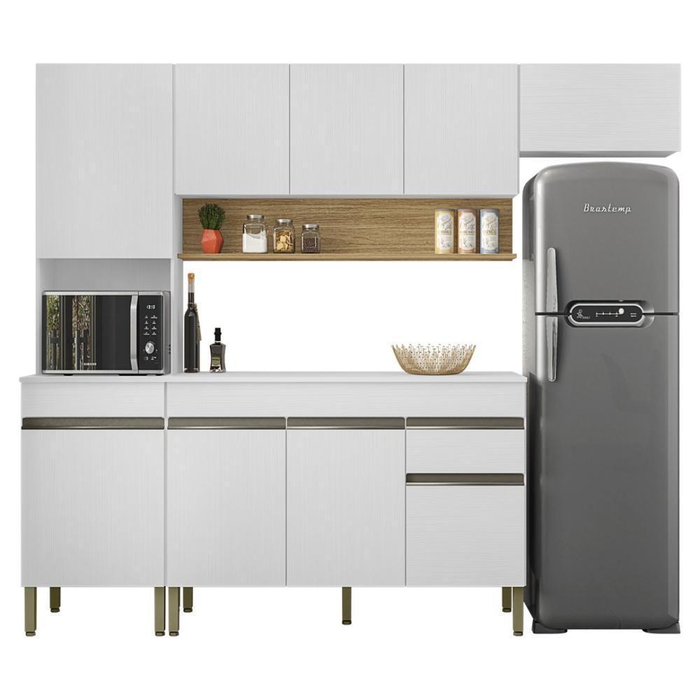 Armário De Cozinha Completa 150 Com Balcão Para Pia 9 Portas Line Freijó Supremo - 9