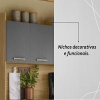 Armário De Cozinha Compacta Mdf 6 Portas 1 Gaveta Gênova Plus Freijó Gris - 8