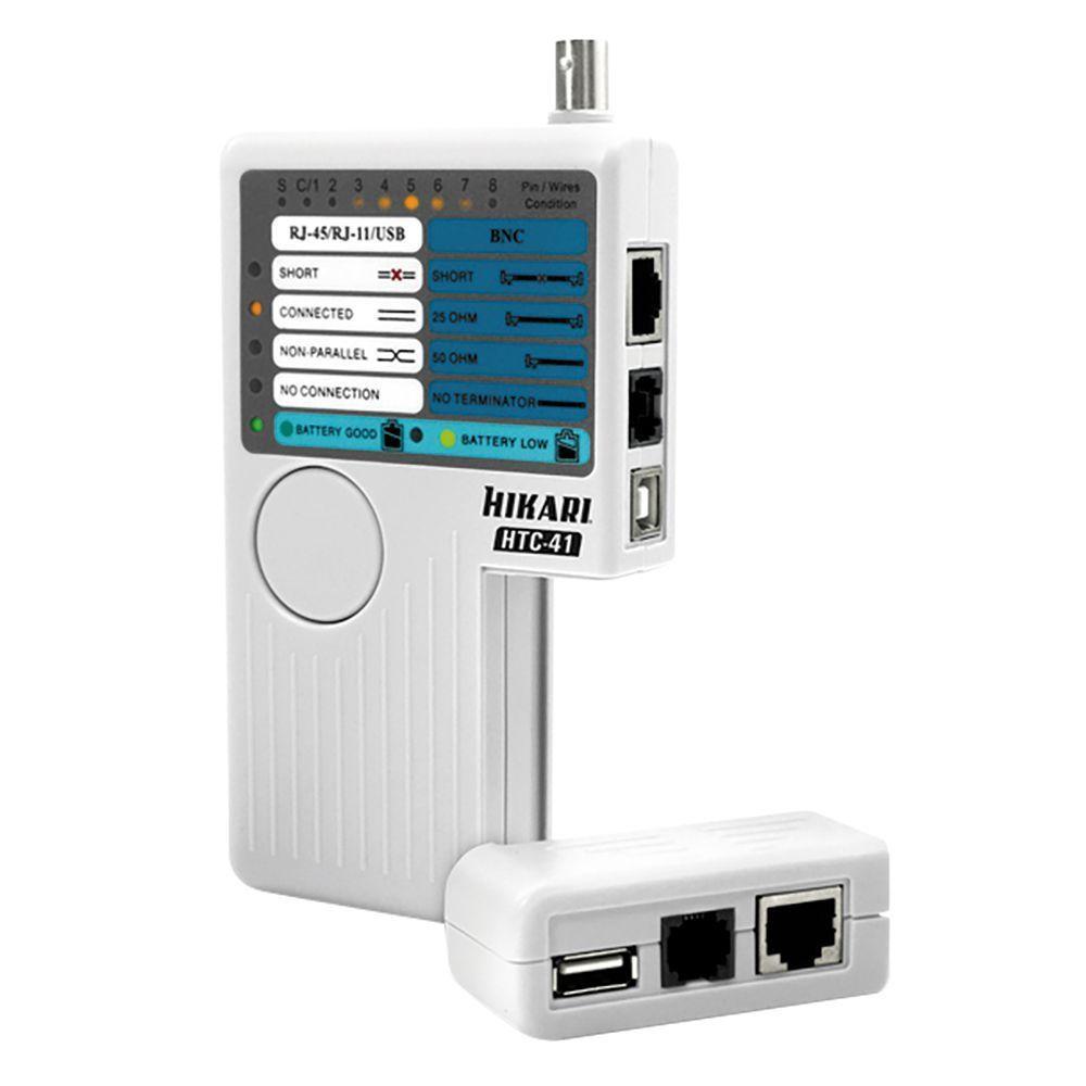 Testador Cabo De Rede Hikari Rj11- Rj45- Usb- Bnc Htc-41 - 1
