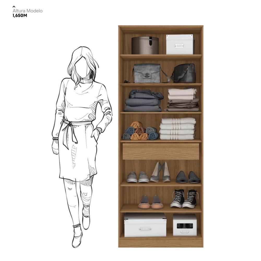 Armário Multiuso Sapateira 2 Portas Com Espelho E 1 Gaveta Grife Amêndola Touch - 8