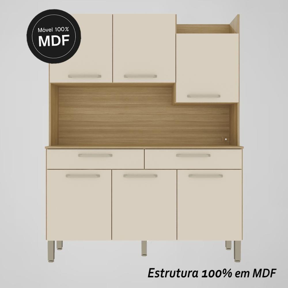 Armário De Cozinha Compacta Mdf 6 Portas Modena Plus Freijó Soft - 5