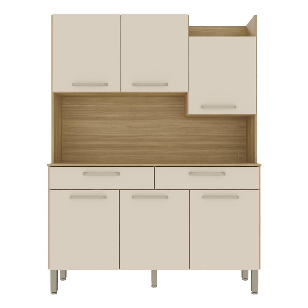 Armário De Cozinha Compacta Mdf 6 Portas Modena Plus Freijó Soft - 9