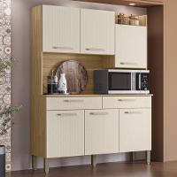 Armário De Cozinha Compacta Mdf 6 Portas Modena Plus Freijó Soft - 1