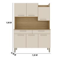 Armário De Cozinha Compacta Mdf 6 Portas Modena Plus Freijó Soft - 2