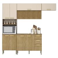 Armário De Cozinha Completa Com Balcão Com Tampo 12 Portas Urbane Freijó Vanilla Com Ripado - 9