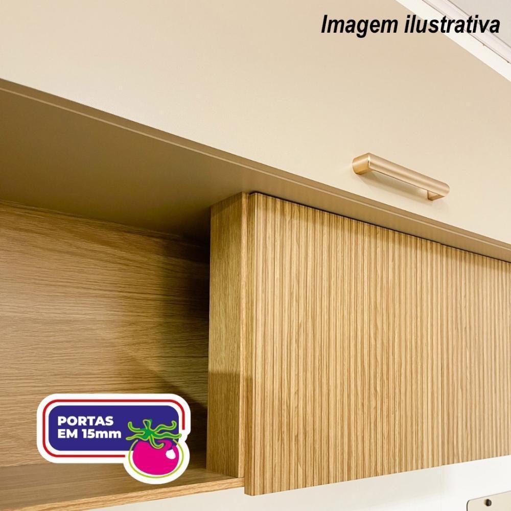 Armário De Cozinha Completa Com Balcão Com Tampo 12 Portas Urbane Freijó Supremo Com Ripado - 7