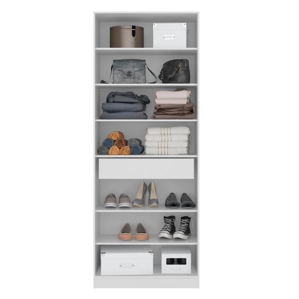 Armário Multiuso Sapateira 2 Portas Com Espelho E 1 Gaveta Grife Branco - 3