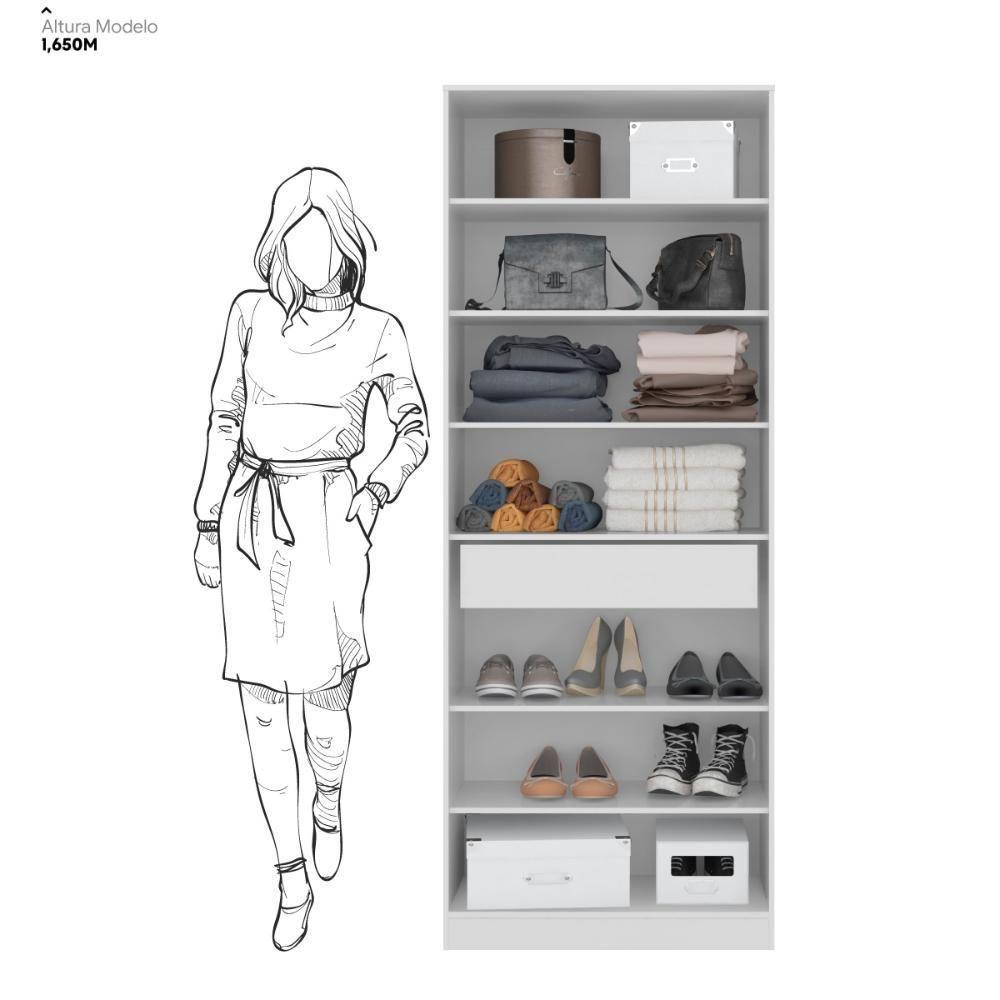 Armário Multiuso Sapateira 2 Portas Com Espelho E 1 Gaveta Grife Branco - 4