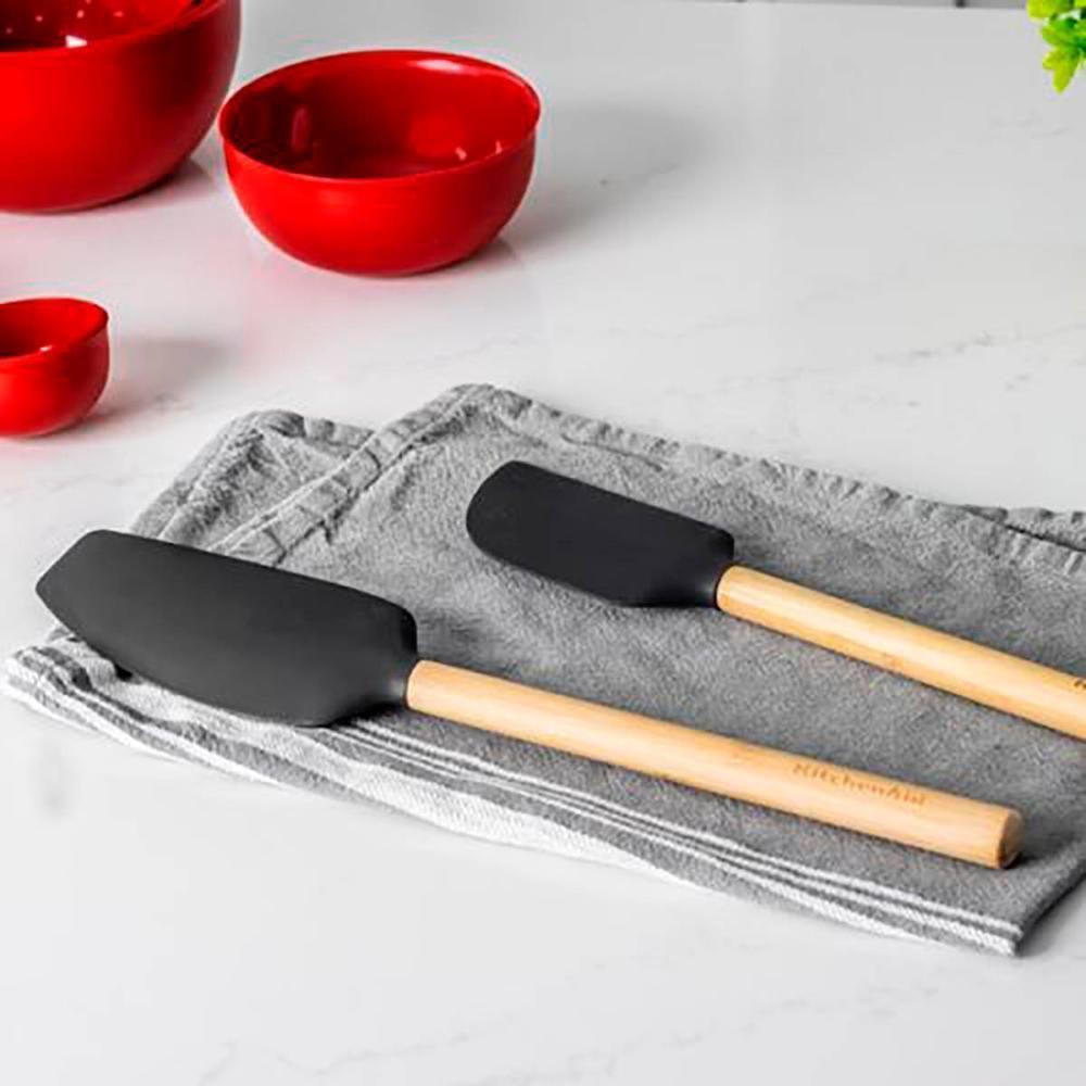 Espátula Batedora Bambu E Silicone Preto Cozinha Kitchenaid - 2