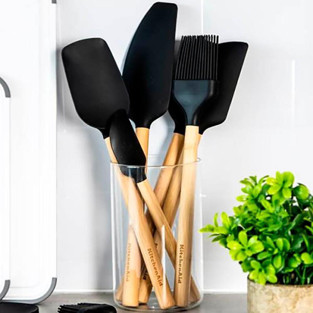 Espátula Batedora Bambu E Silicone Preto Cozinha Kitchenaid - 3