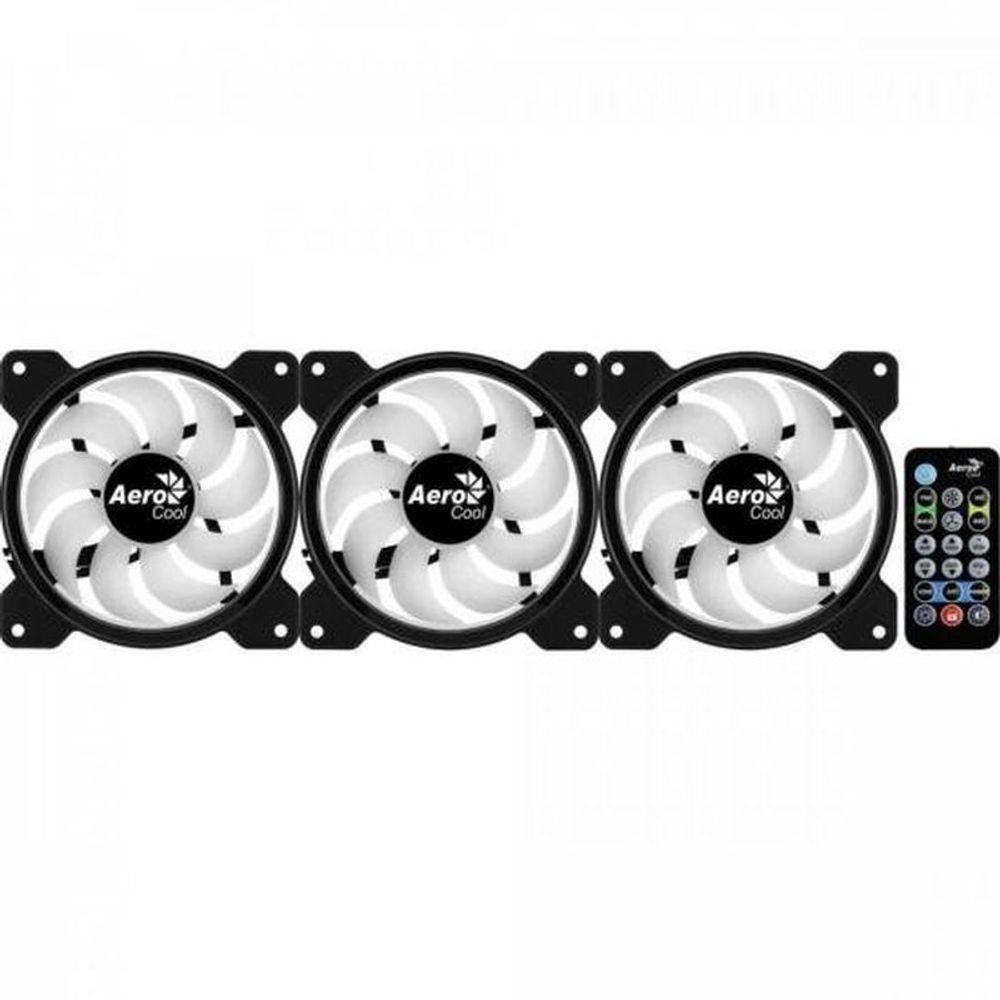 Kit 3 Coolers Aerocool Saturn 12 Pro Argb + Hub + Controle - 3