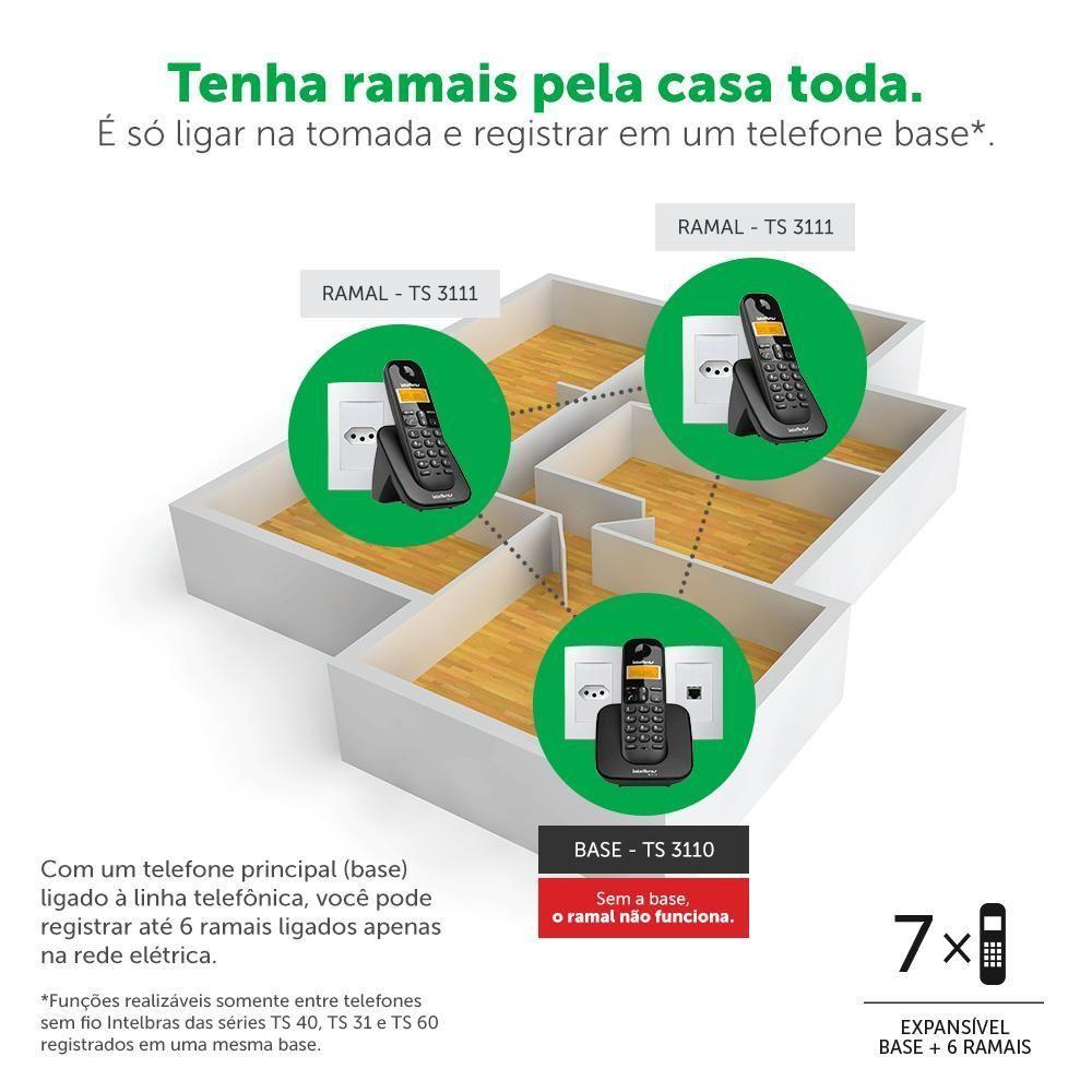 Telefone Sem Fio Intelbras Ts3112 Ramal Branco - 4