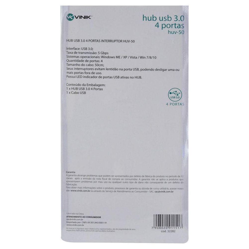 Hub Usb 3.0 4 Portas Com Interruptor Huv-50 - 4