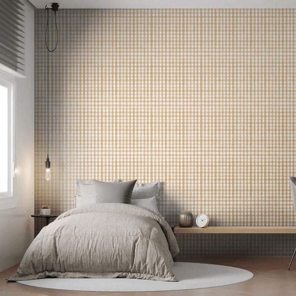 Papel De Parede Revoada Xadrez Picnic Pincelada Marrom 4442 - 2