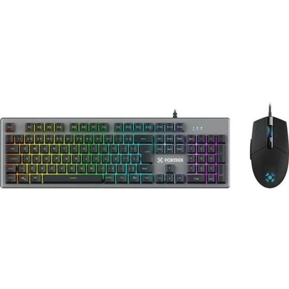 Kit Teclado E Mouse Gamer Fortrek Ranger Rainbow Rgb Grafite - 1