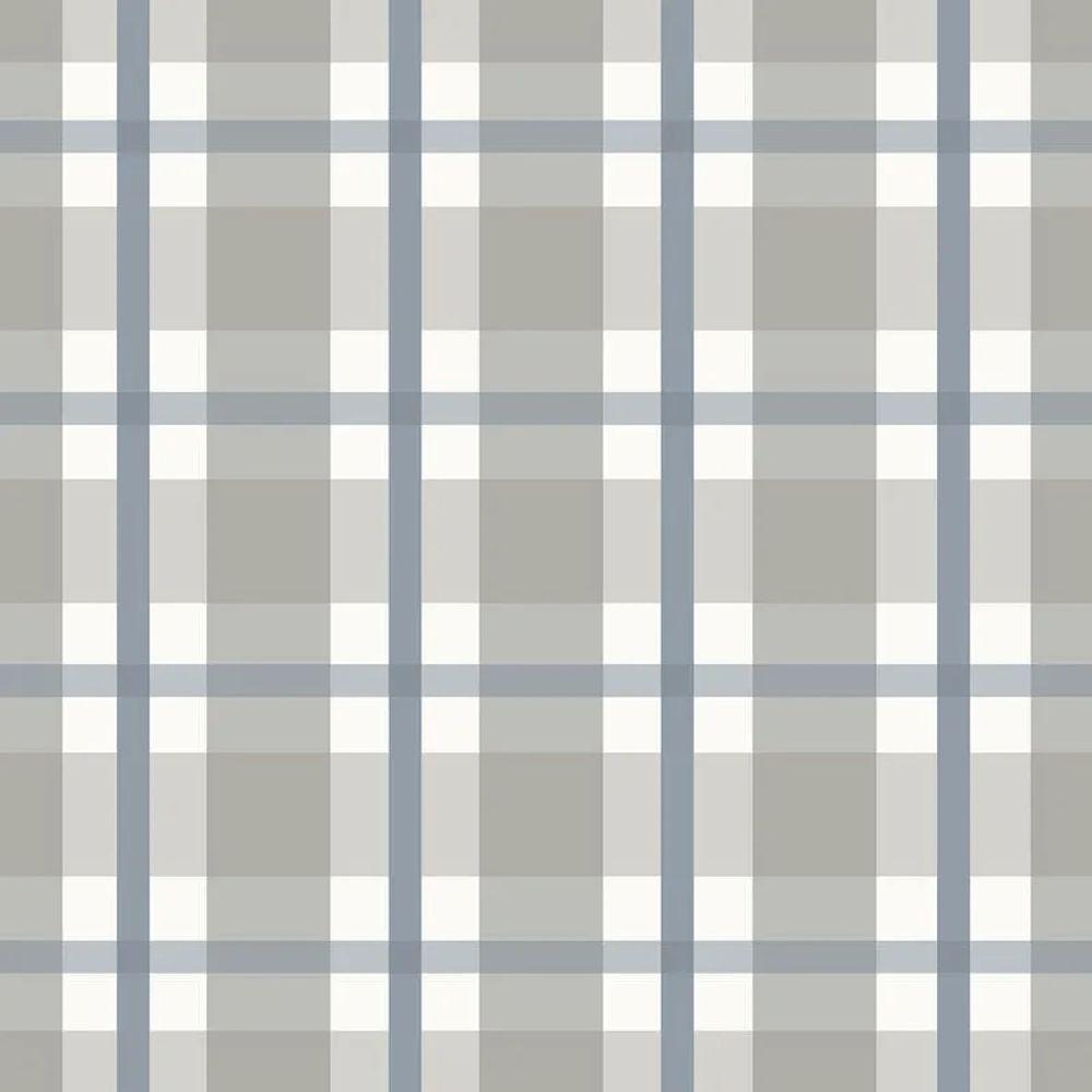 Papel De Parede Revoada Xadrez Cinza E Azul 4455 - 1