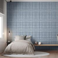 Papel De Parede Revoada Xadrez Picnic Pincelada Azul 4428 - 2