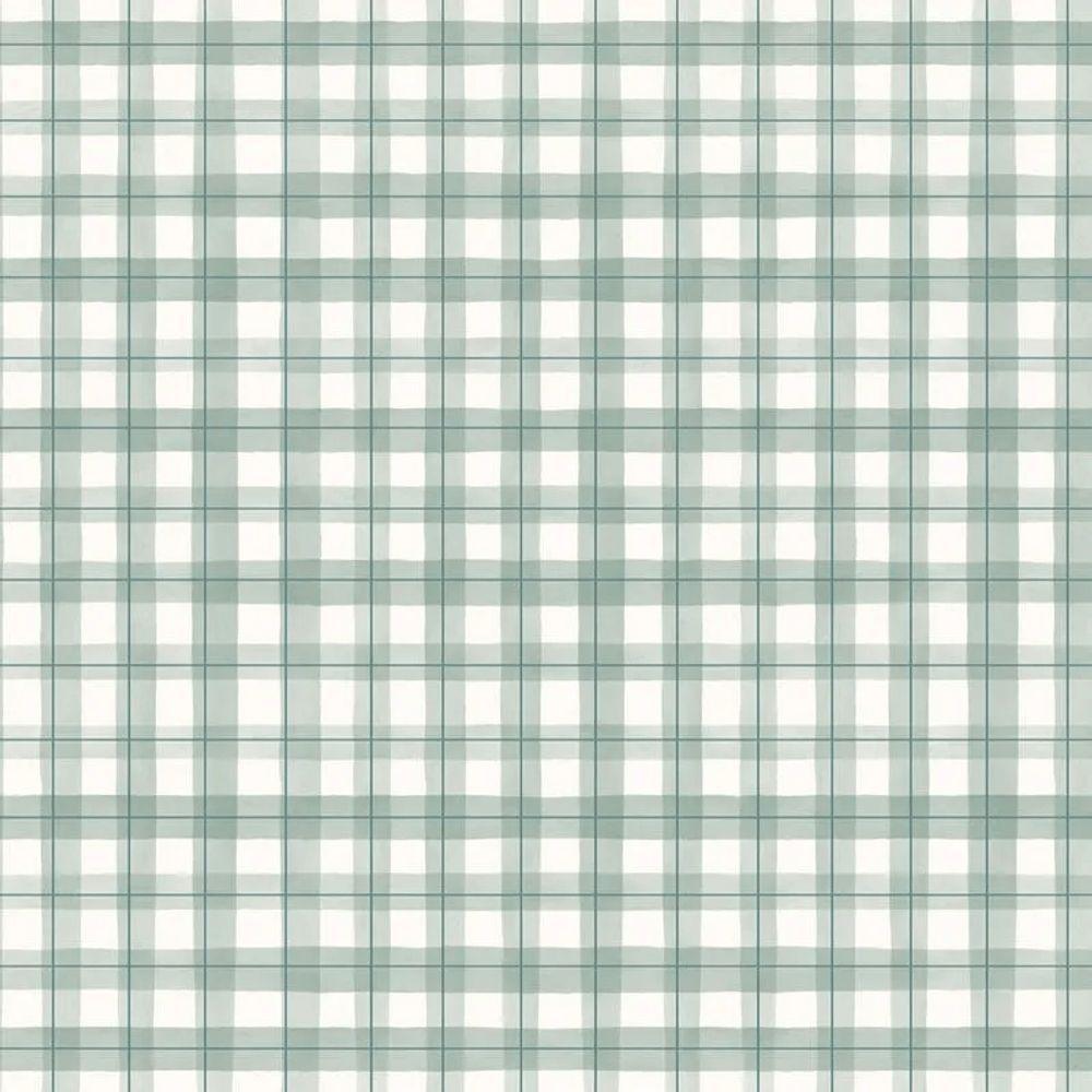 Papel De Parede Revoada Xadrez Picnic Pincelada Menta 4436 - 1