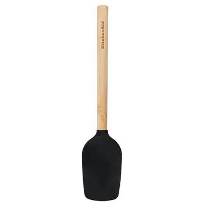 Espátula Colher De Bambu Silicone Preta Cozinha Kitchenaid