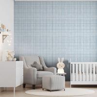 Papel De Parede Revoada Xadrez Picnic Pincelada Azul 4444 - 2