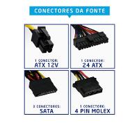 Fonte Evus Ft-200w Atx 200w Real 20-24p 3 Sata Com Cabo