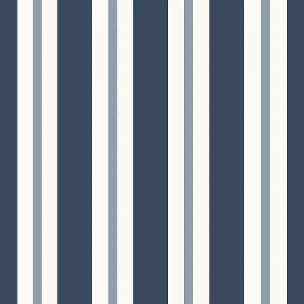 Papel De Parede Revoada Listrado Azul Marinho 4454 - 1