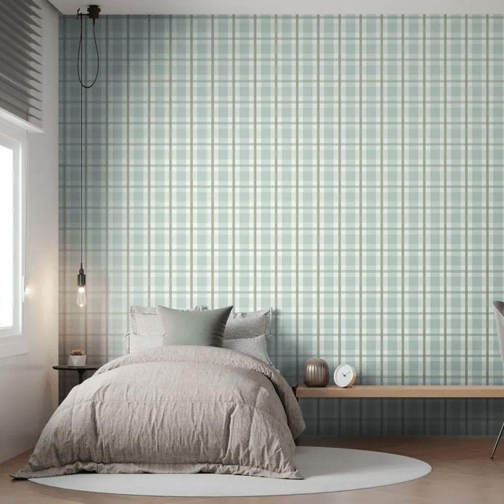 Papel De Parede Revoada Xadrez Verde Menta 4449 - 2