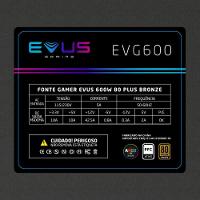 Fonte Gamer Evus Evg600 Argb 600w Selo 80 Plus Bronze - 6