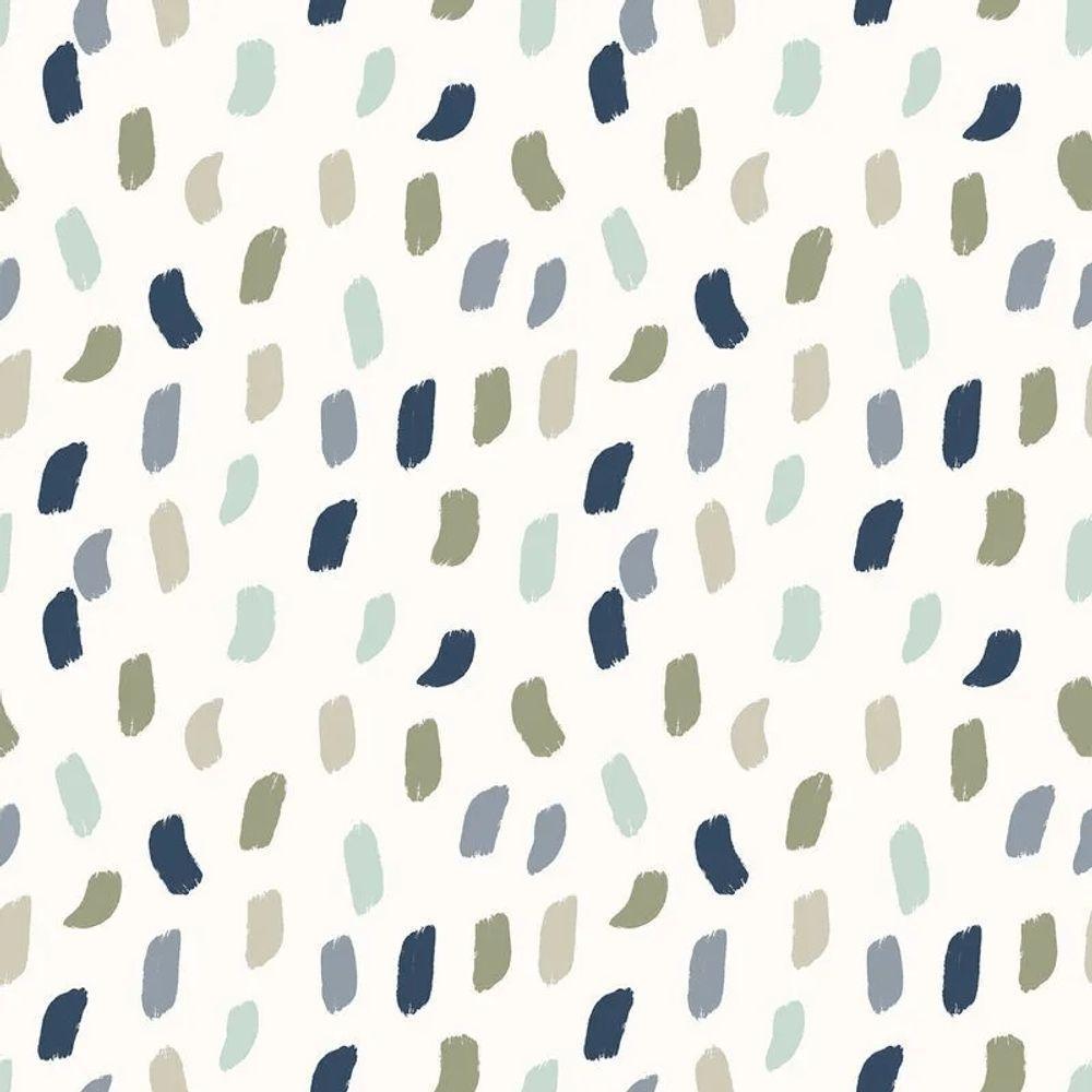Papel De Parede Revoada Mini Pinceladas Azul, Menta E Cinza 4415 - 1