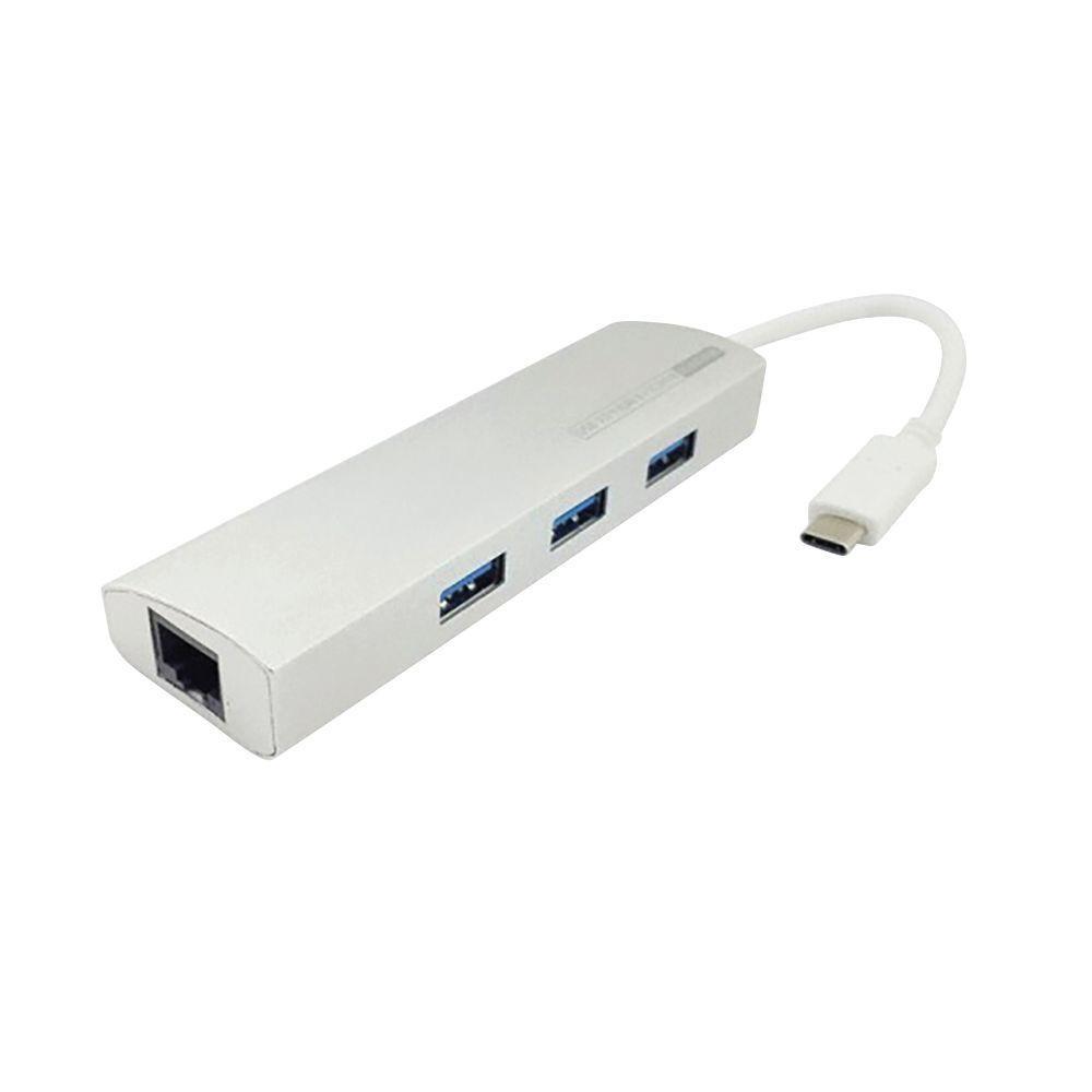 Cabo Adaptador Usb C Macho 3 X Usb 3.0 X Rj45 Femea - 1