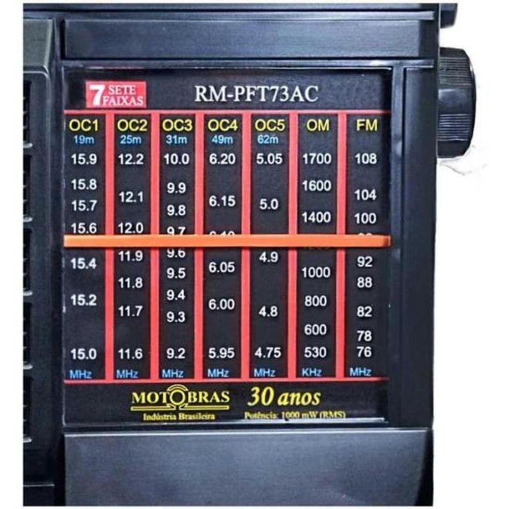 Rádio Portátil Motobras Rm-pft73ac 7 Faixas Preto - 2