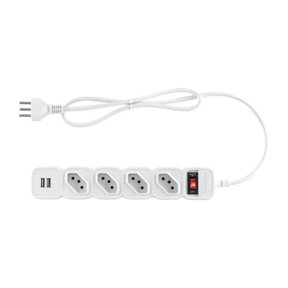 Protetor Eletronico Intelbras Epe204 4 Tomadas 2 Usb Branco - 1